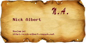 Nick Albert névjegykártya